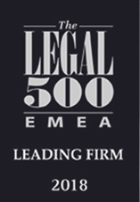 Odznaczenie - EMEA - The Legal 500 - Leading Firm 2018